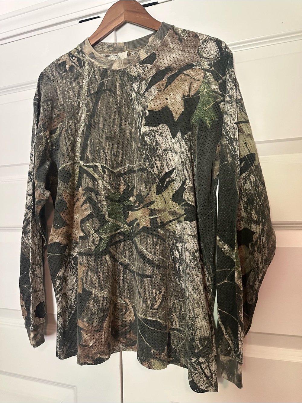 Vintage Mossy Oak Camo Long-Sleeve Mesh Jersey Shirt - L